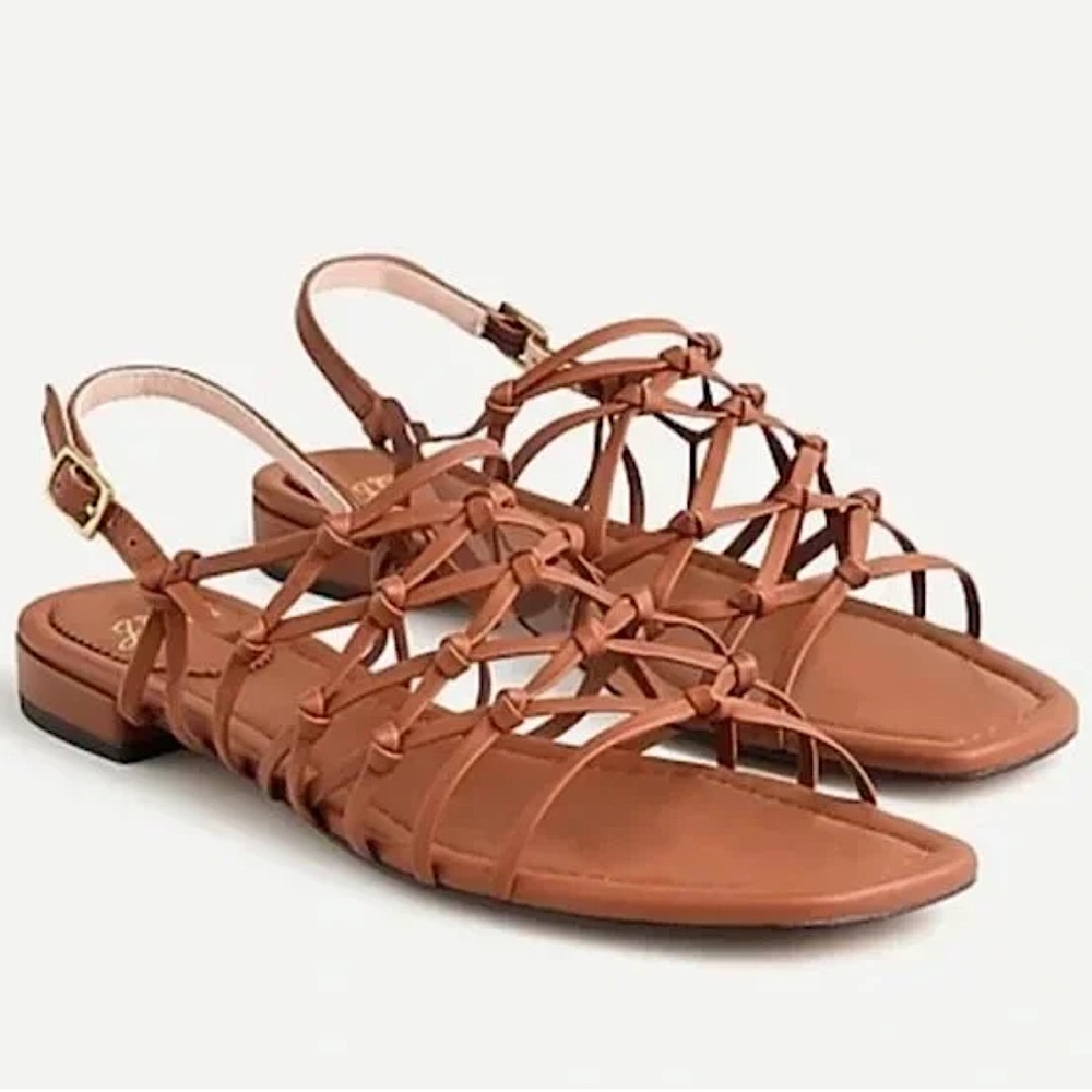 J CREW Abbie sandals with knotted straps in leather size  8